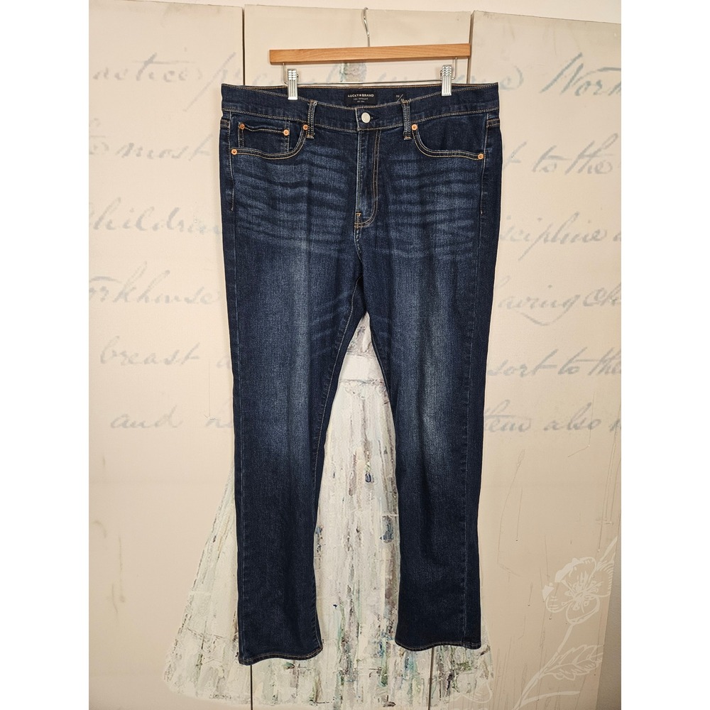 Lucky Brand 410 Athletic Slim Jeans 36x34 Dark Wash Indigo Stretch Denim Mens‎